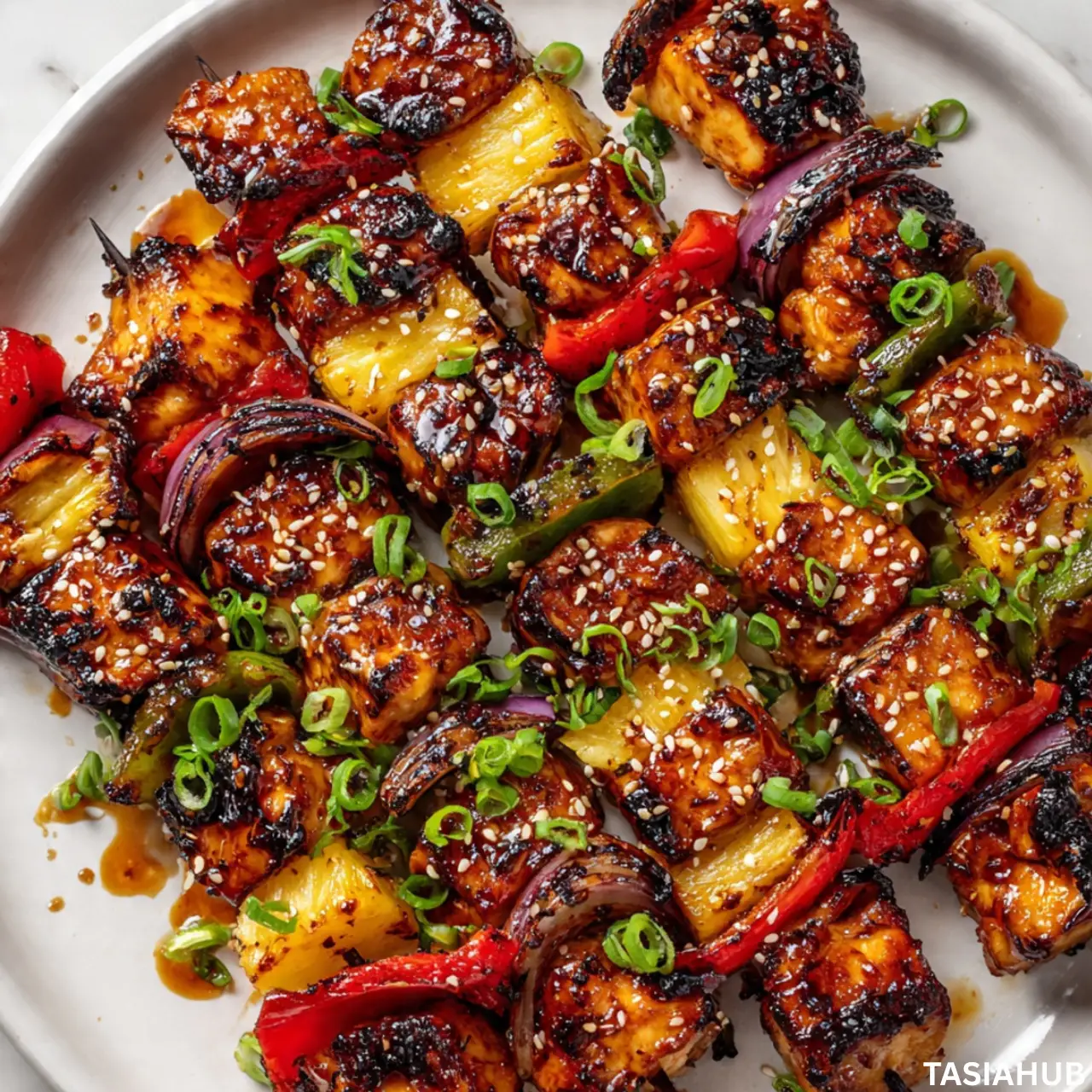 Hawaiian huli huli chicken kebabs