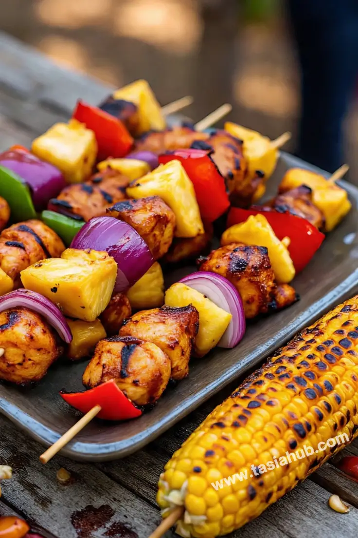 Hawaiian huli huli chicken kebabs