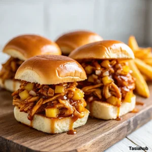 Slow cooker BBQ Hawaiian roll chicken sliders