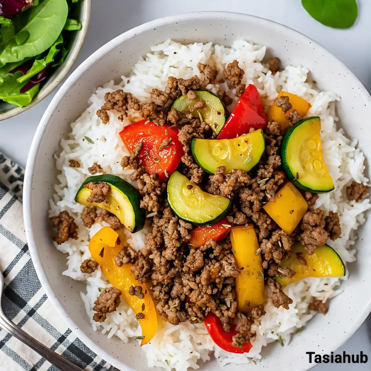 Mediterranean ground beef stir fry