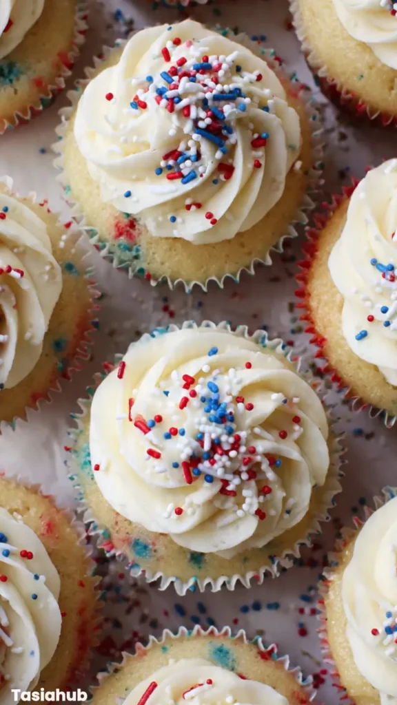 Red White and Blue Funfetti Cupcake