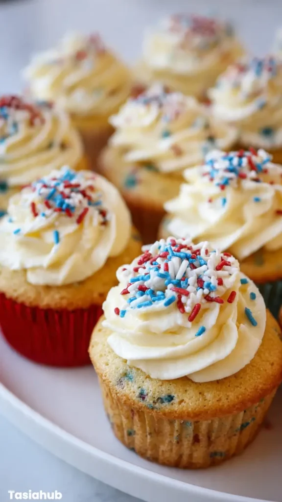 Red White and Blue Funfetti Cupcakes 1