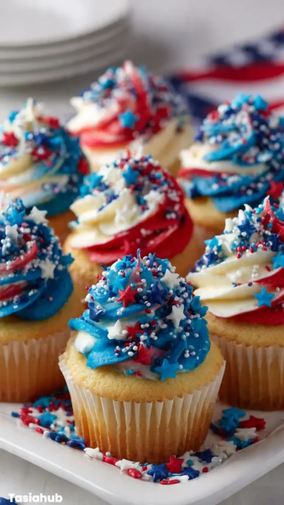 Red White and Blue Vanilla Cupcake