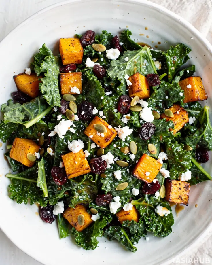 Roasted Butternut Squash Kale Salad dish
