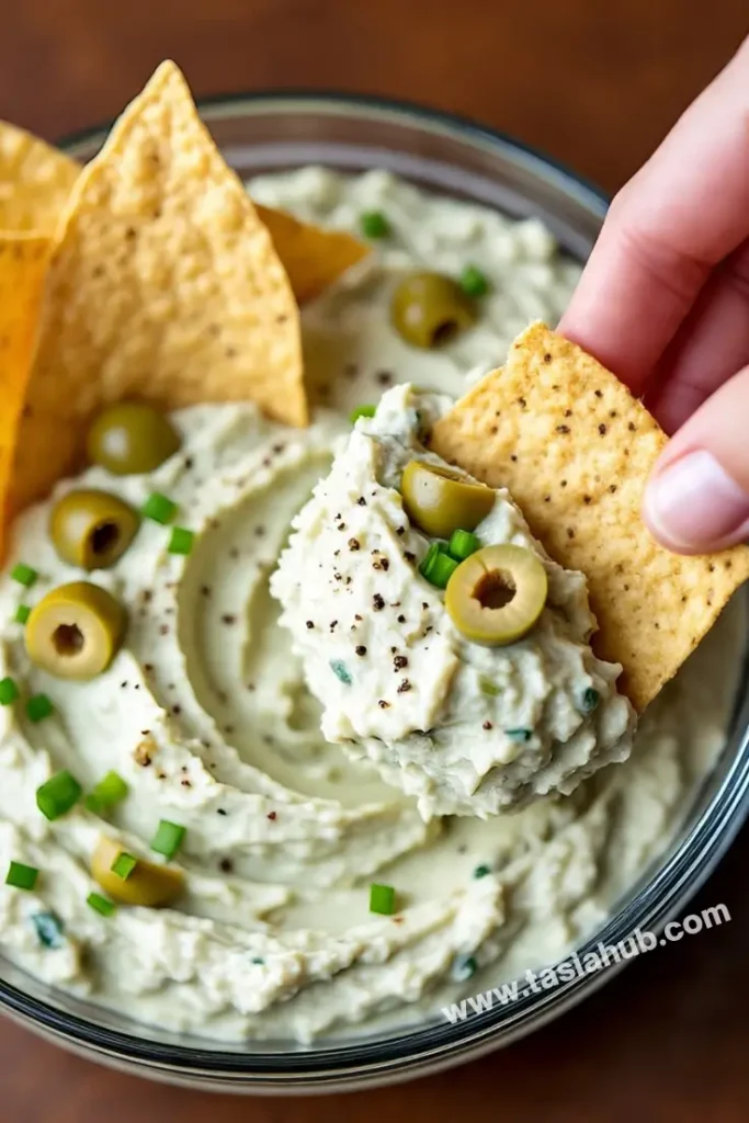 a bowl of dirty martini dip
