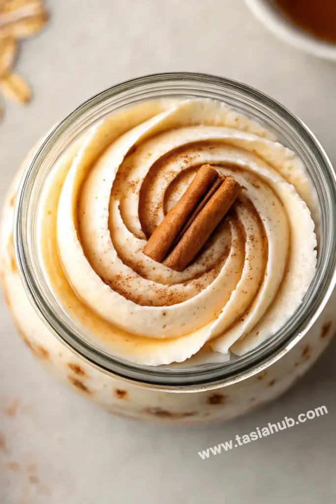 a jar of cinnamon roll overnight oats