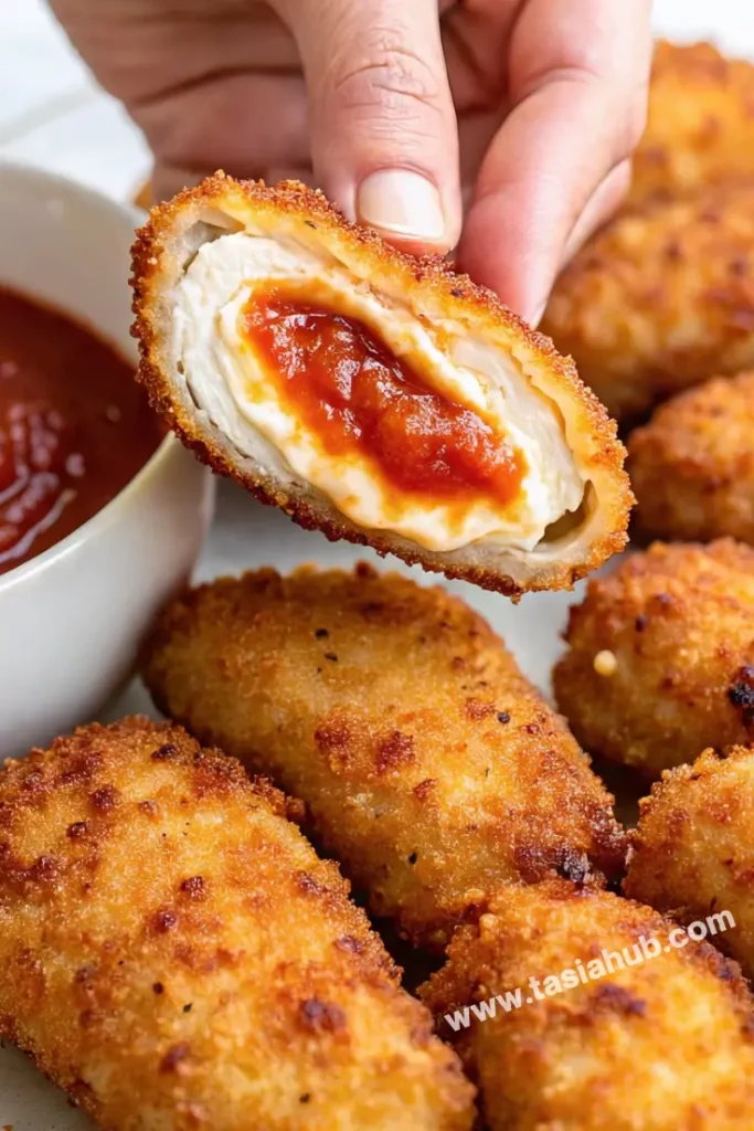 a serving of lasagna stuffed chicken breast