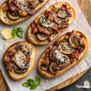 Bacon mushroom crostini