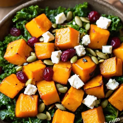 Butternut squash fall kale salad