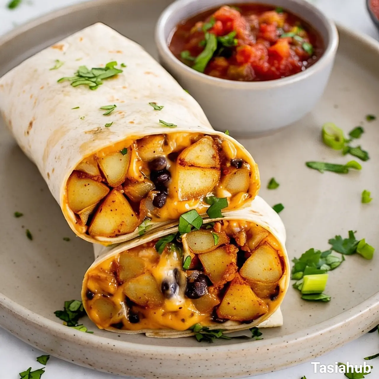 Cheesy potato burritos