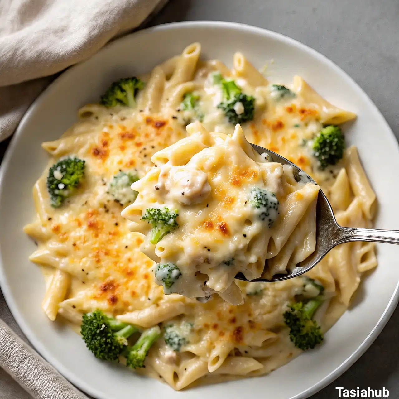 Chicken and broccoli Alfredo bake