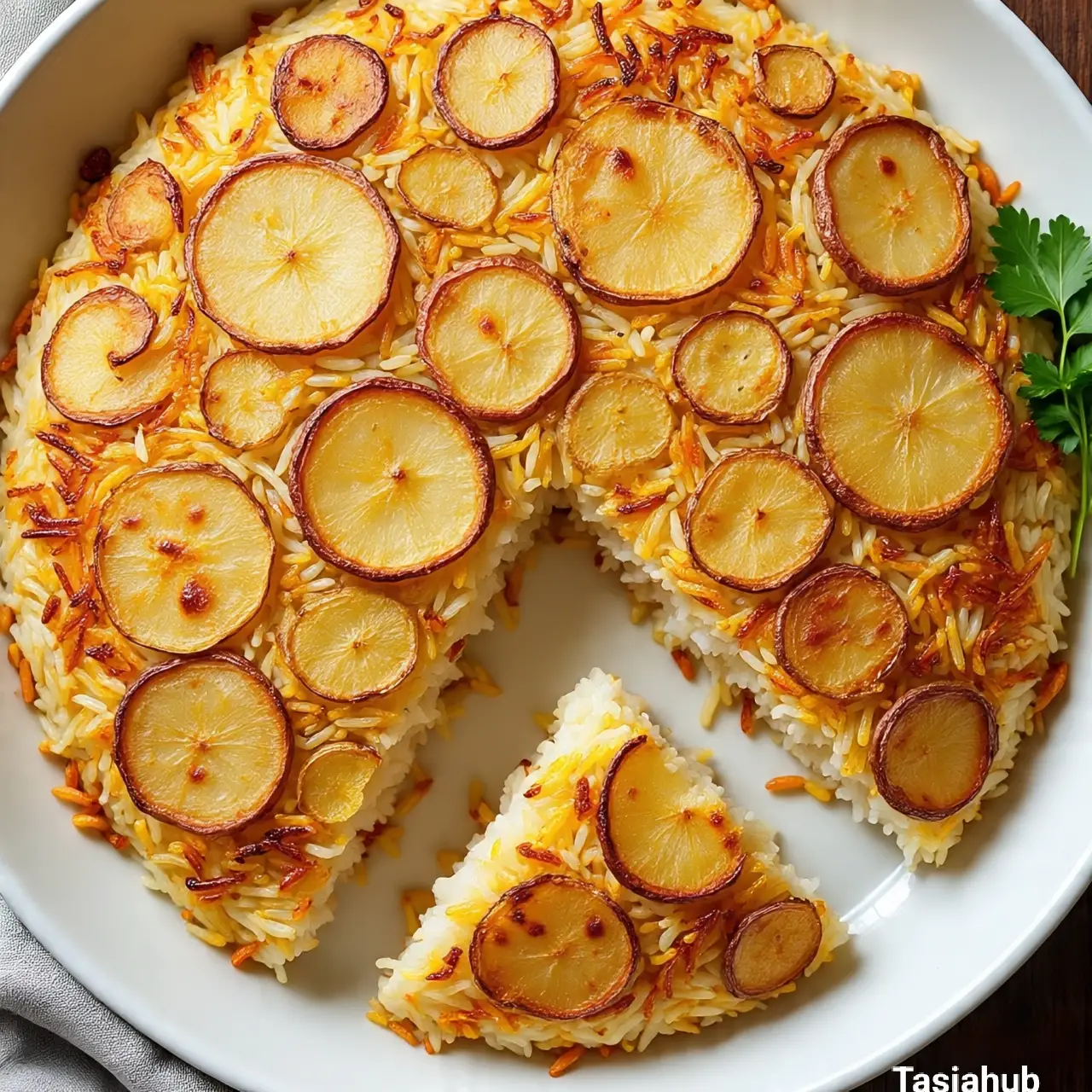 Crispy Persian rice with potatoes