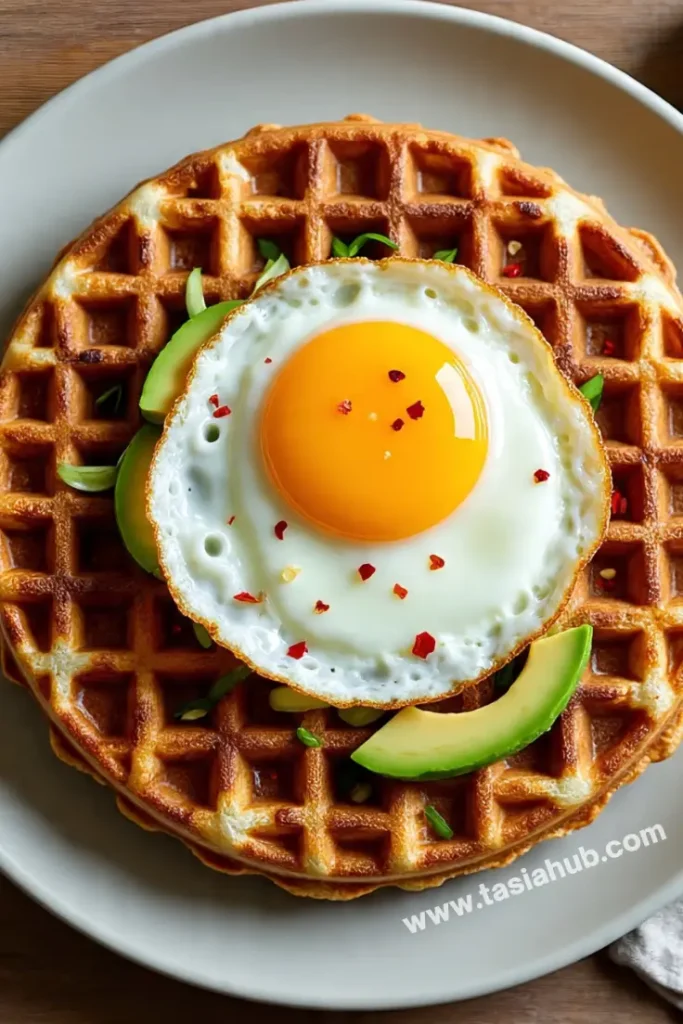 crispy rice waffles and egg