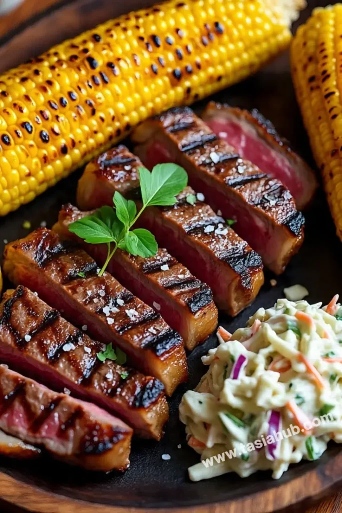 grilled steak serving