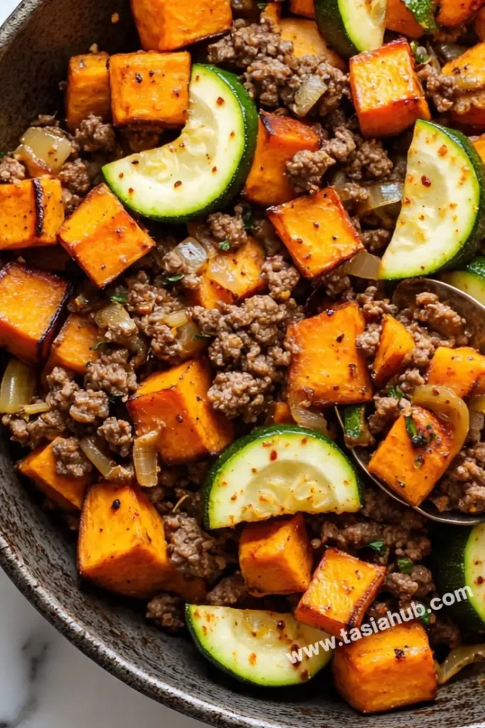ground beef zucchini sweet potato skillet
