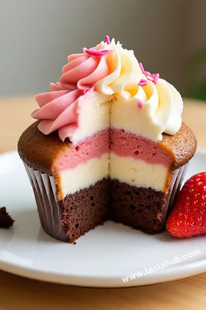 moist neopolitan cupcakes