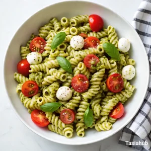 Pesto Caprese pasta salad