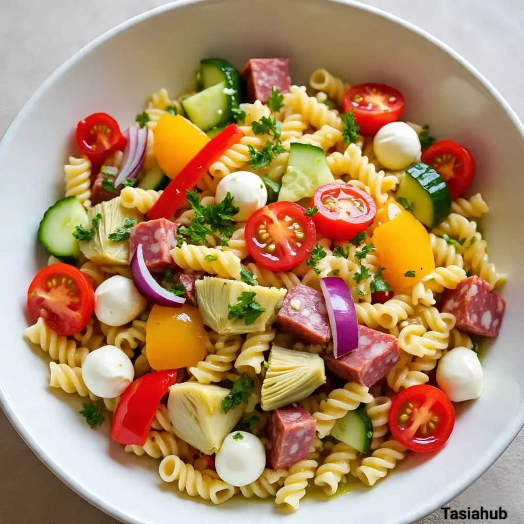 Rainbow antipasto pasta salad