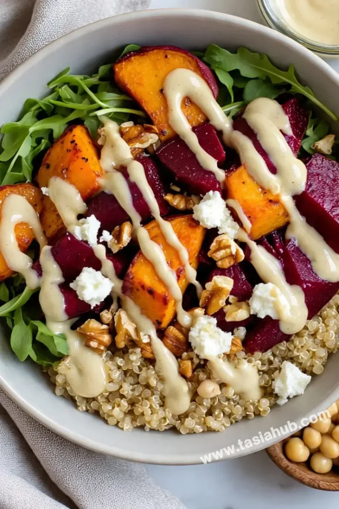 roasted beets and sweet potatoes bowl 1