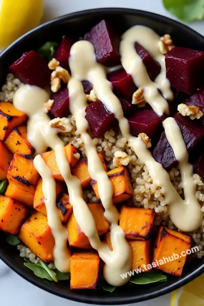 roasted beets with sweet potato bowl