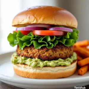 Salmon burgers with avocado sauce