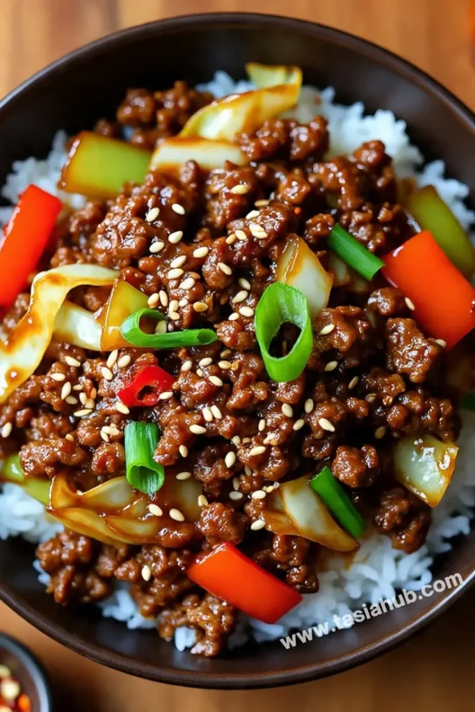 sesame ground beef stir fry 1