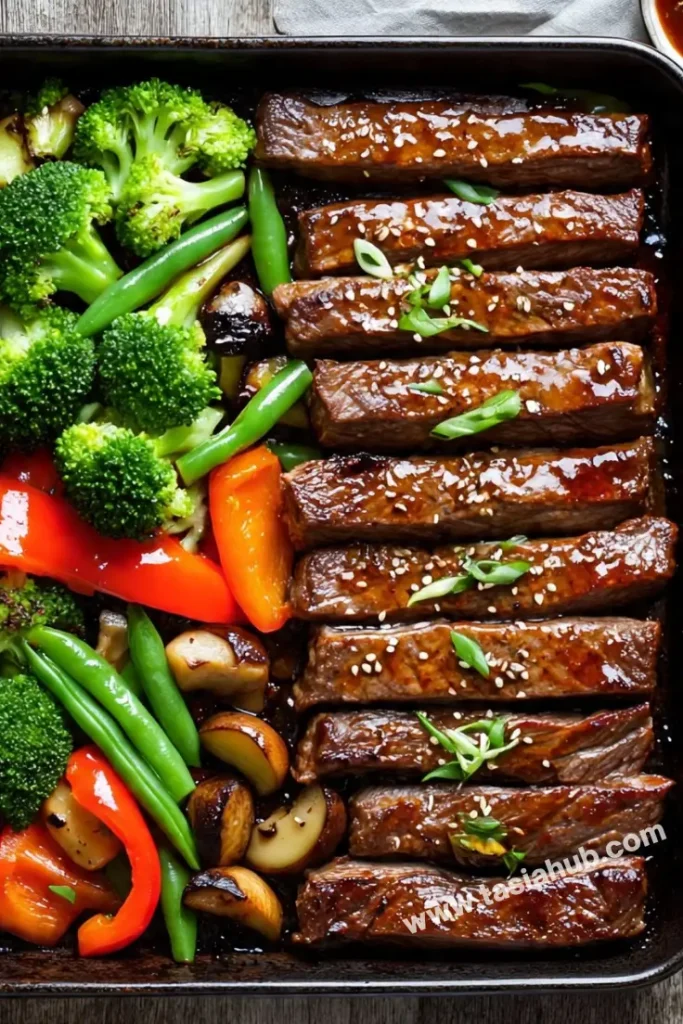 sheet pan baked beef and broccoli