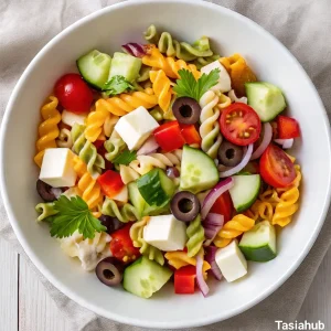 Tri color pasta salad