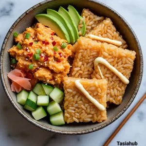 Tuna sushi bowl with crispy rice