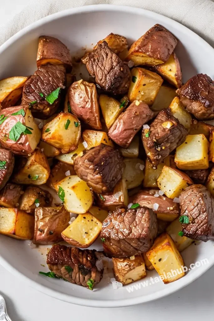 air fryer cubed steak and potatoes 1