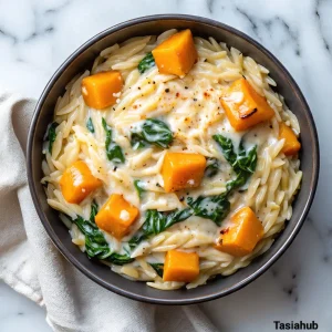Creamy butternut squash orzo
