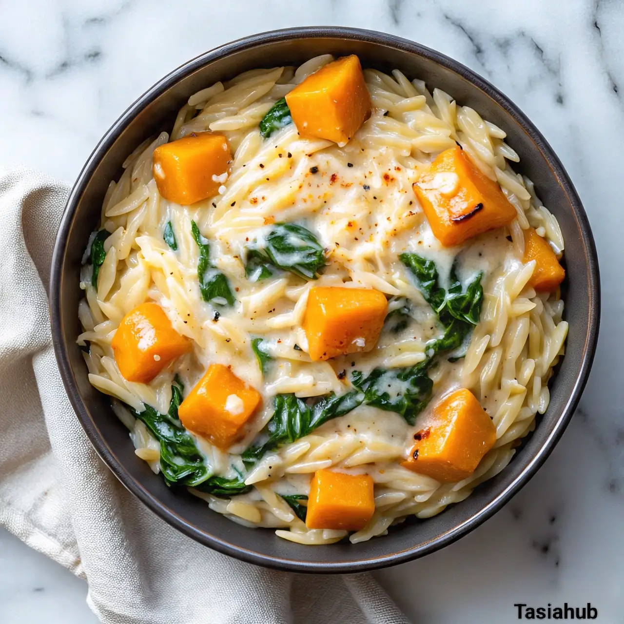 Creamy butternut squash orzo