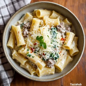 Creamy sausage rigatoni