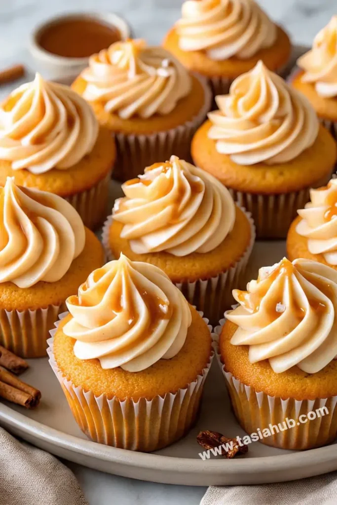 fall pumpkin caramel cupcakes