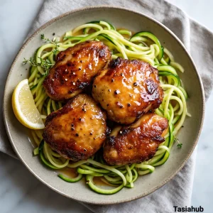 Garlic coconut butter chicken thighs and zoodles
