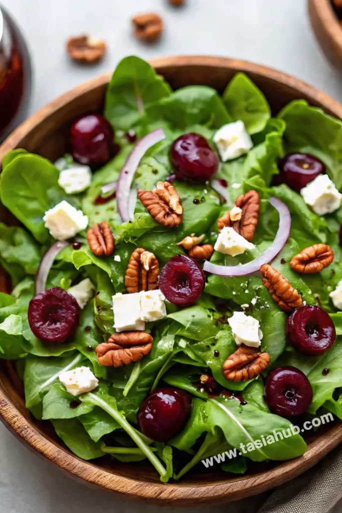 mixed green salad with dried tart cherry 1