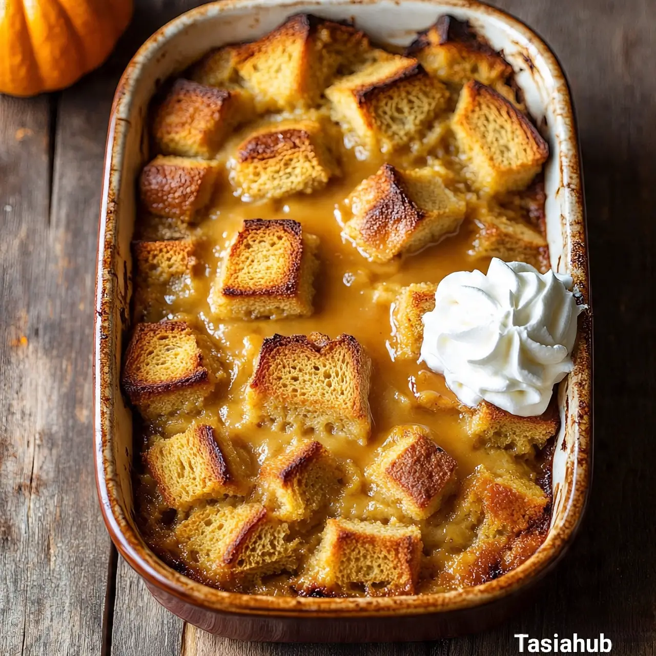 Pumpkin eggnog bread pudding