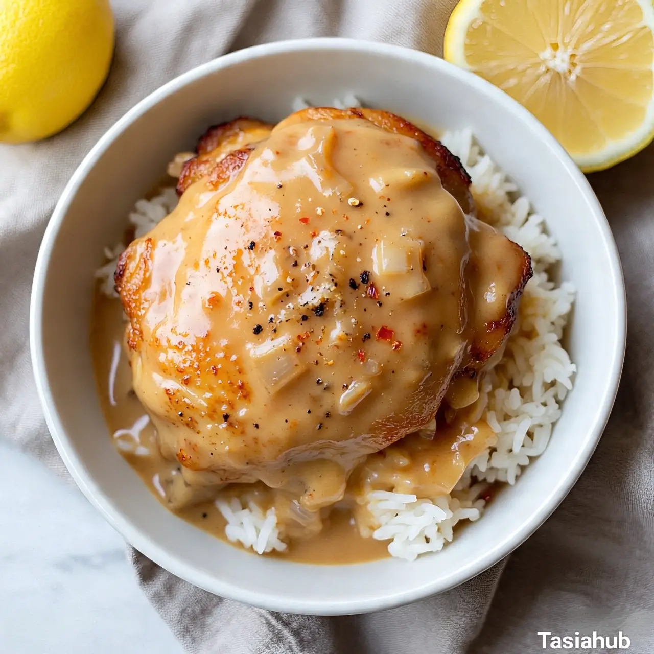 Smothered chicken and rice