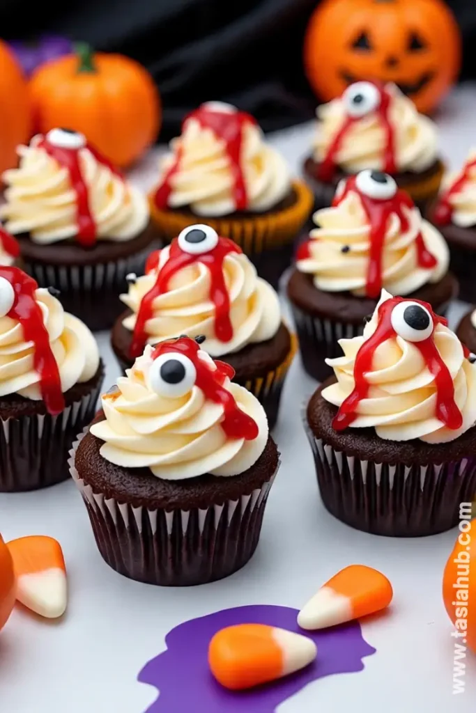 Halloween bloody cupcakes