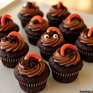 Halloween worm cupcakes