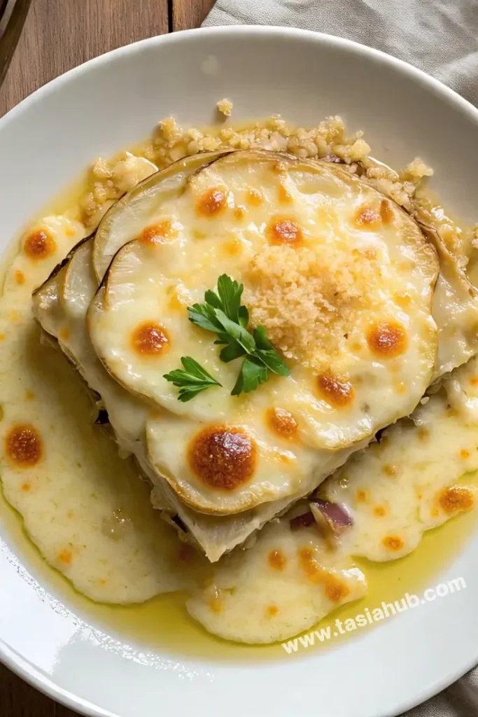 a serving of kohlrabi casserole