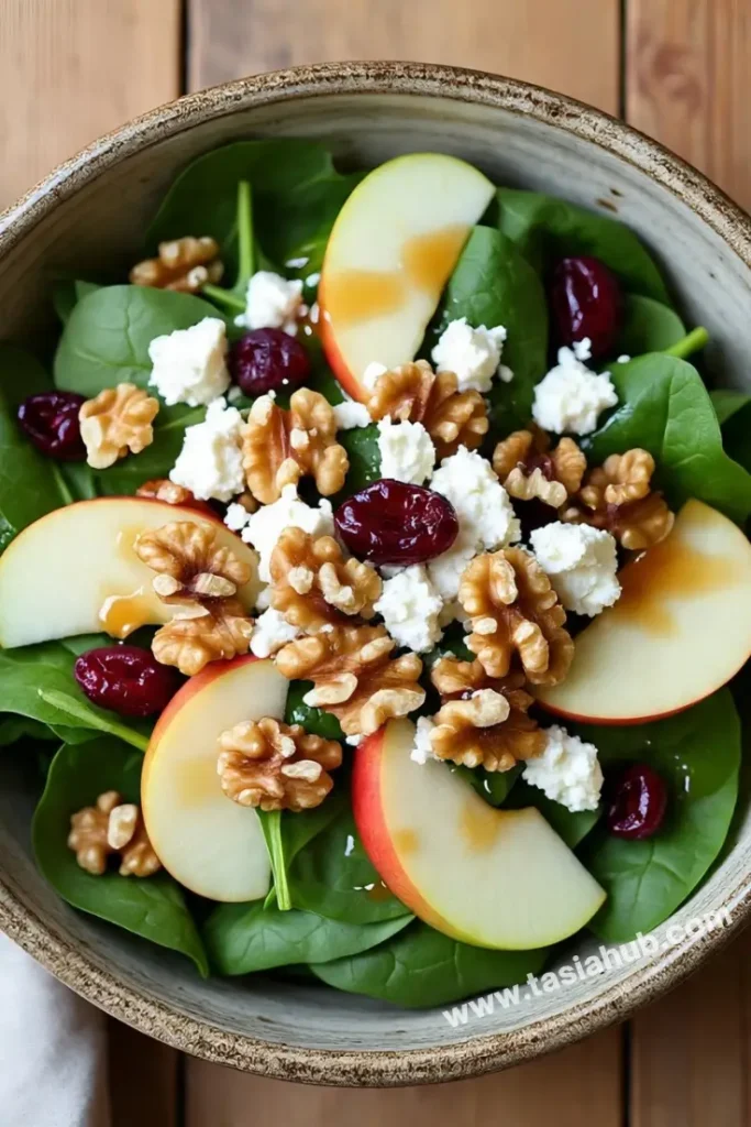 apple walnuts and cranberry spinach salad