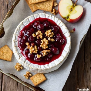 Baked brie with cranberry sauce