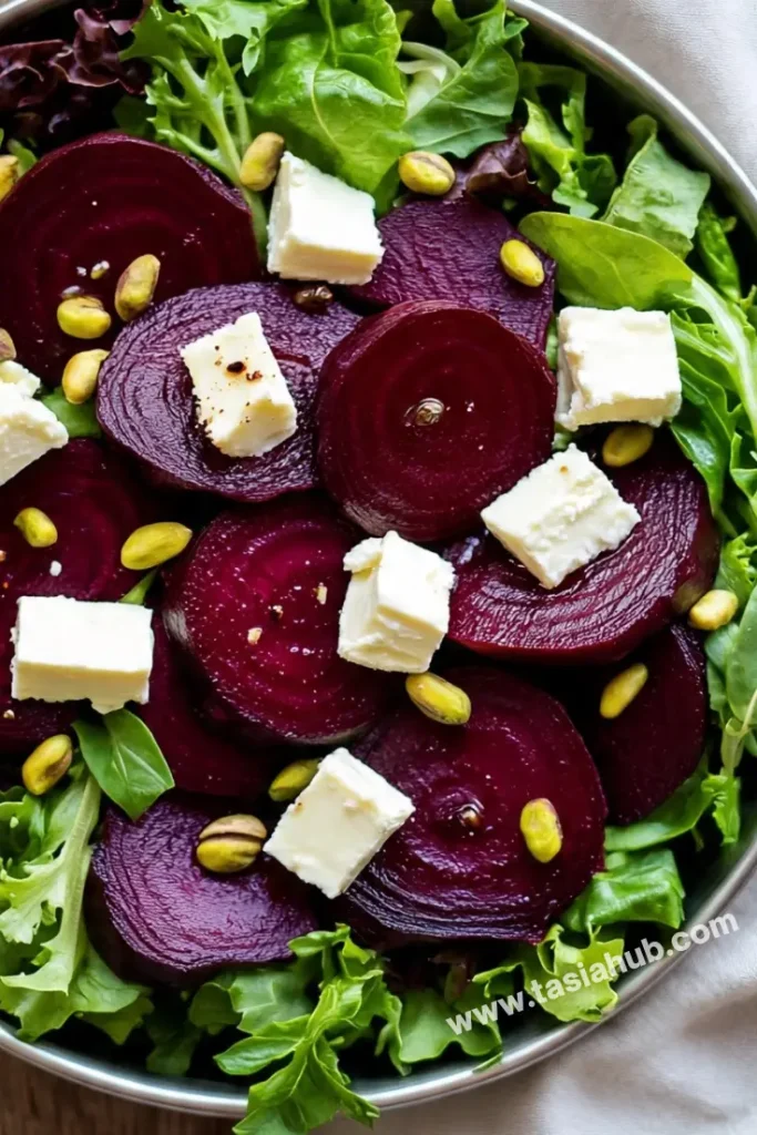 beet goat cheese and pistachio salad