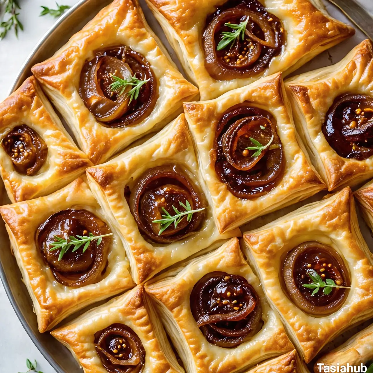 Caramelized onion and fig tartlets