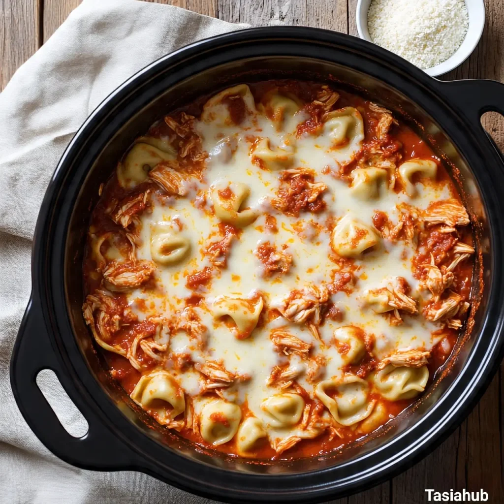 Crockpot chicken parmesan tortellini