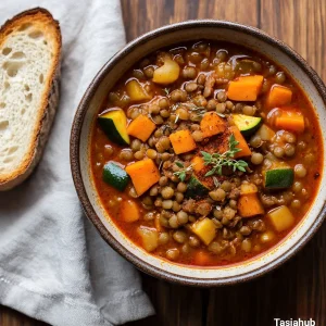 Crockpot harvest vegetable and lentil stew