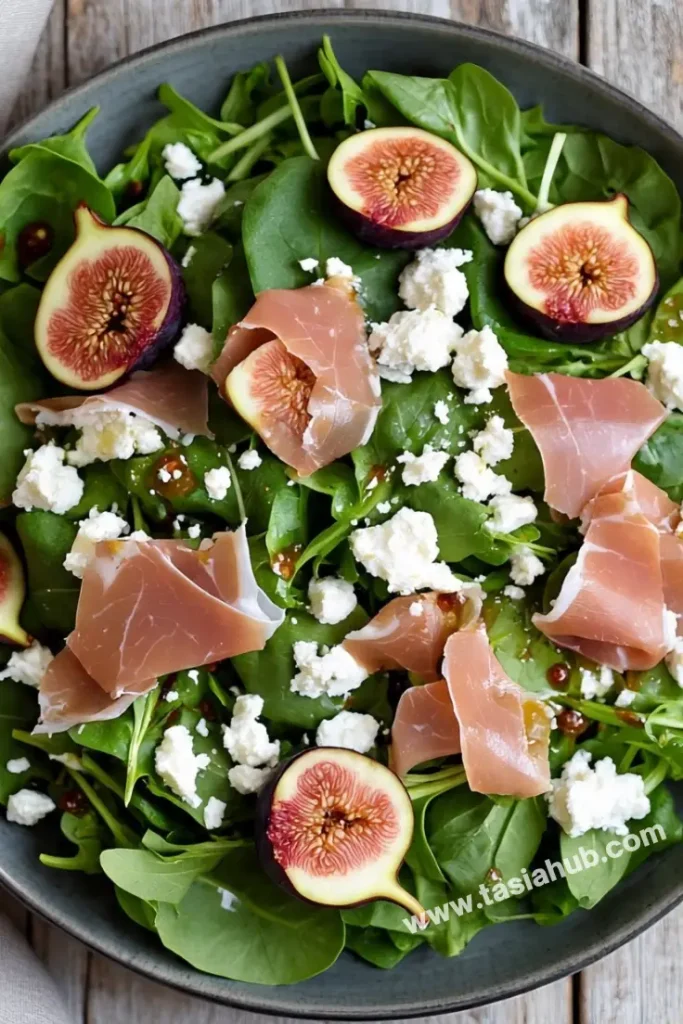 fig prosciutto and mixed green salad