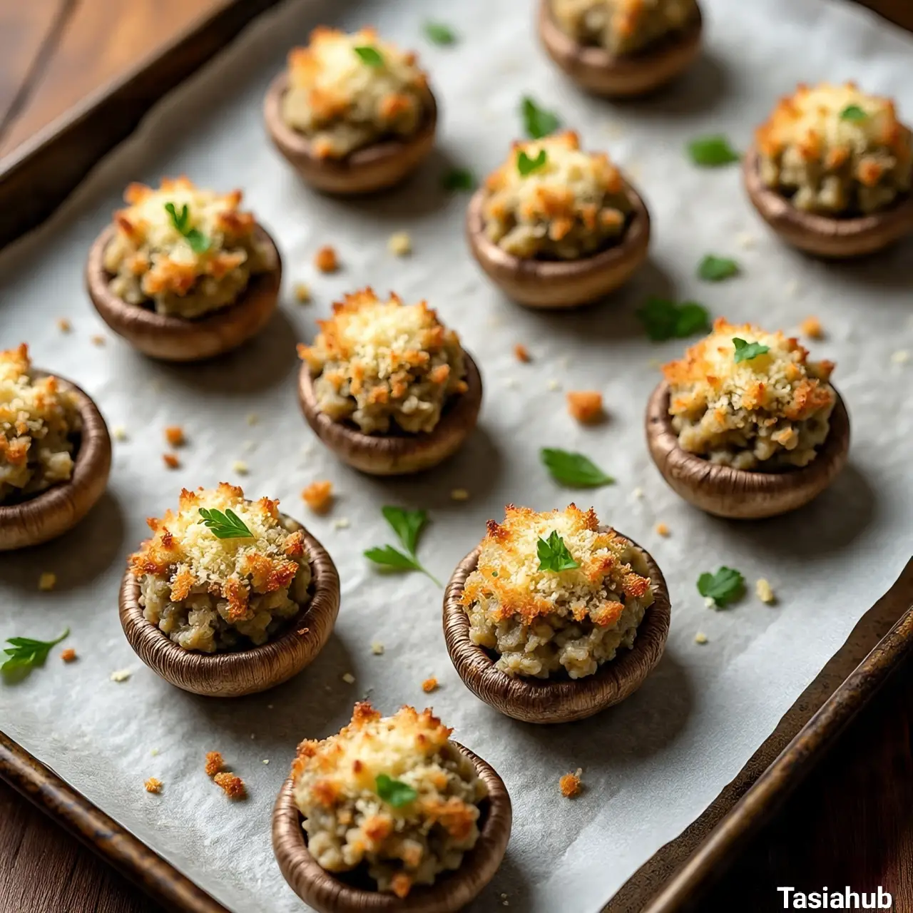 Mini sausage stuffed mushrooms