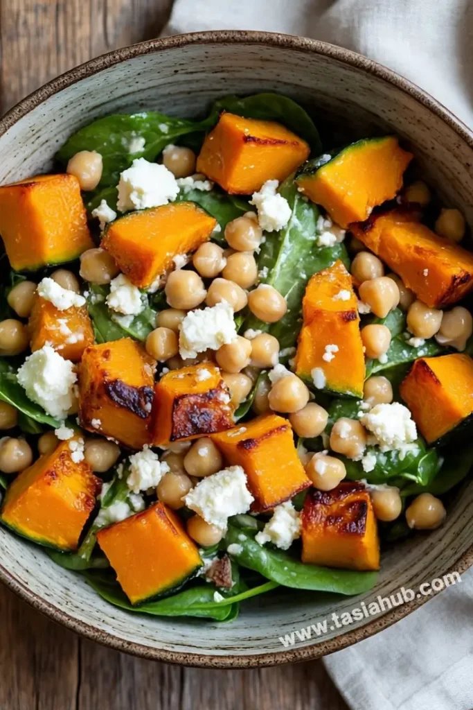 pumpkin chickpea and feta salad
